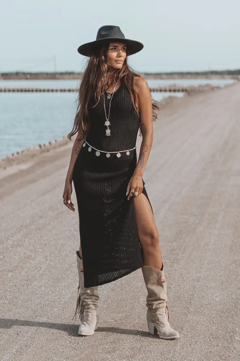 Felin Ajour Knitted Dress Black