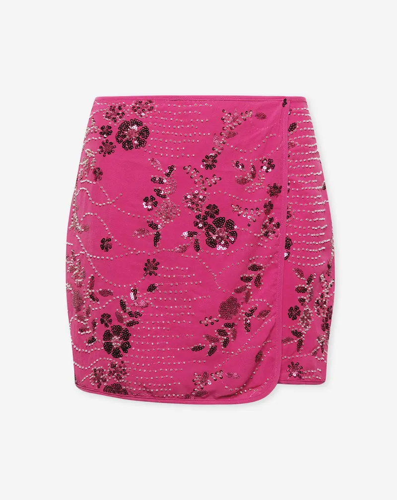 FEM FLOWER SEQUIN SKIRT ROZE