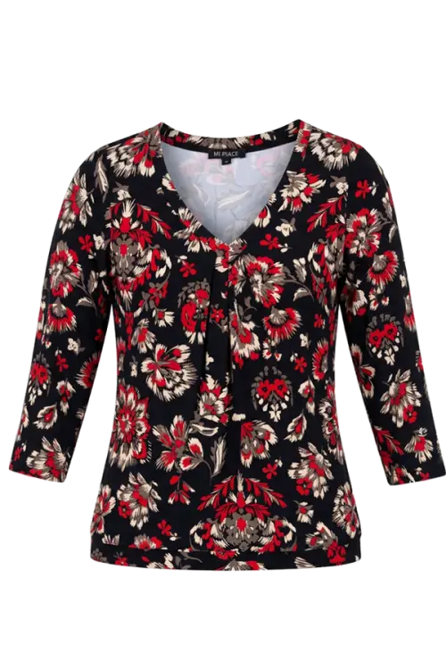 Femke - Mi Piace - Travelstof Shirt - Ornametal Flowers Print Samba - 202914
