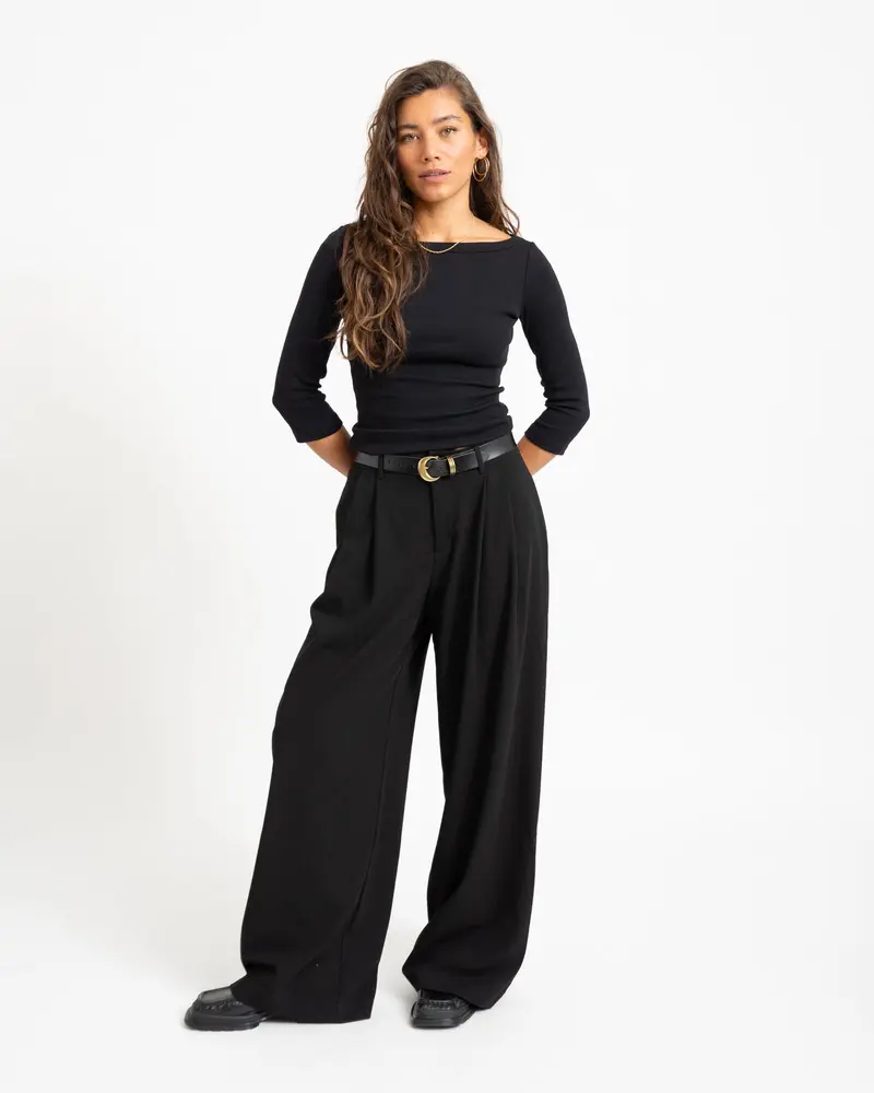 Fifi Boatneck Top Zwart
