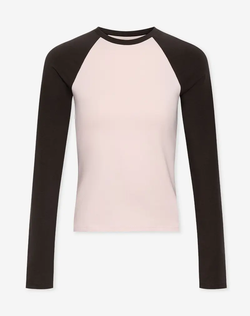 FITTED CONTRAST RAGLAN LONGSLEEVE TEE ROZE