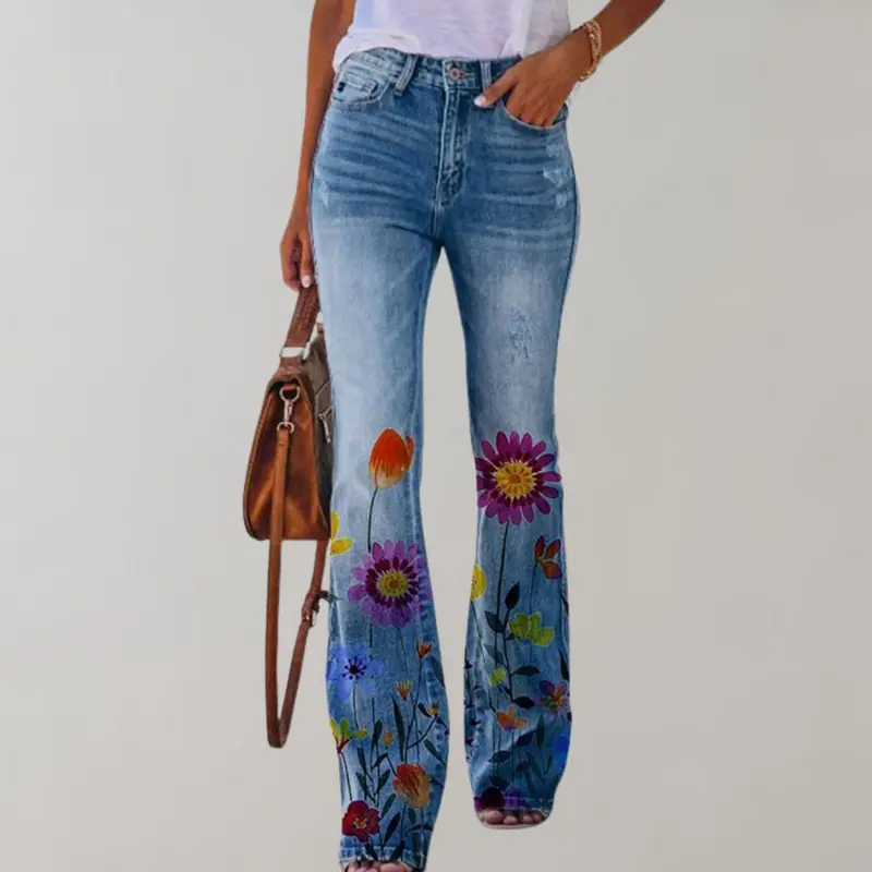 Flared Jeans mit Knöpfen - Herbstrosa