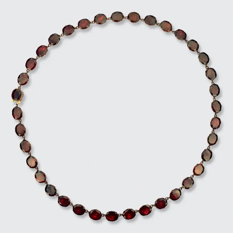 Flat-Cut Garnet Rivière Necklace
