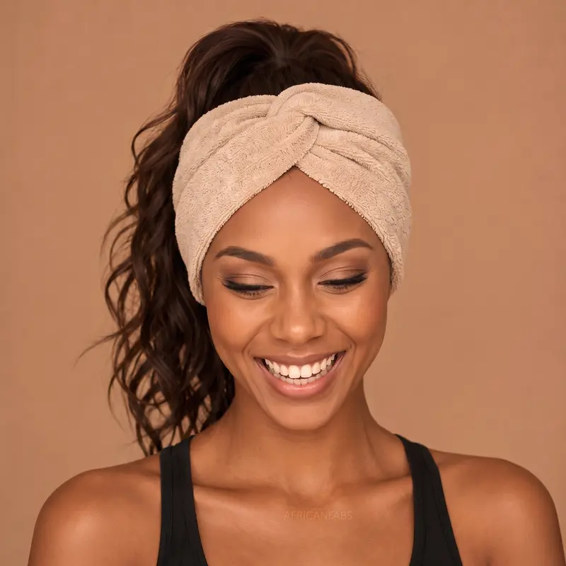 Flexible Metal Wire Headband - Beige Bamboo