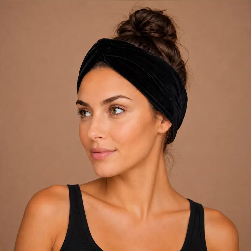 Flexible Metal Wire Headband - Black Velvet