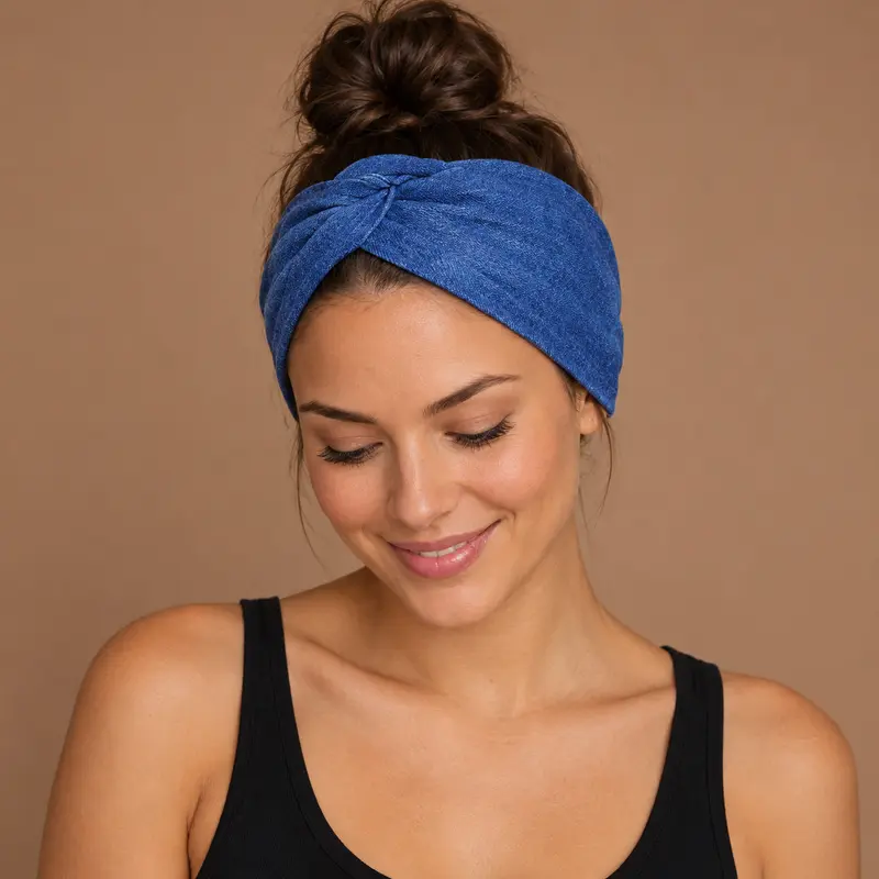 Flexible Metal Wire Headband - Blue Jeanslook