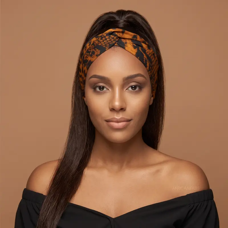 Flexible Metal Wire Headband - Brown / Black Animal Print