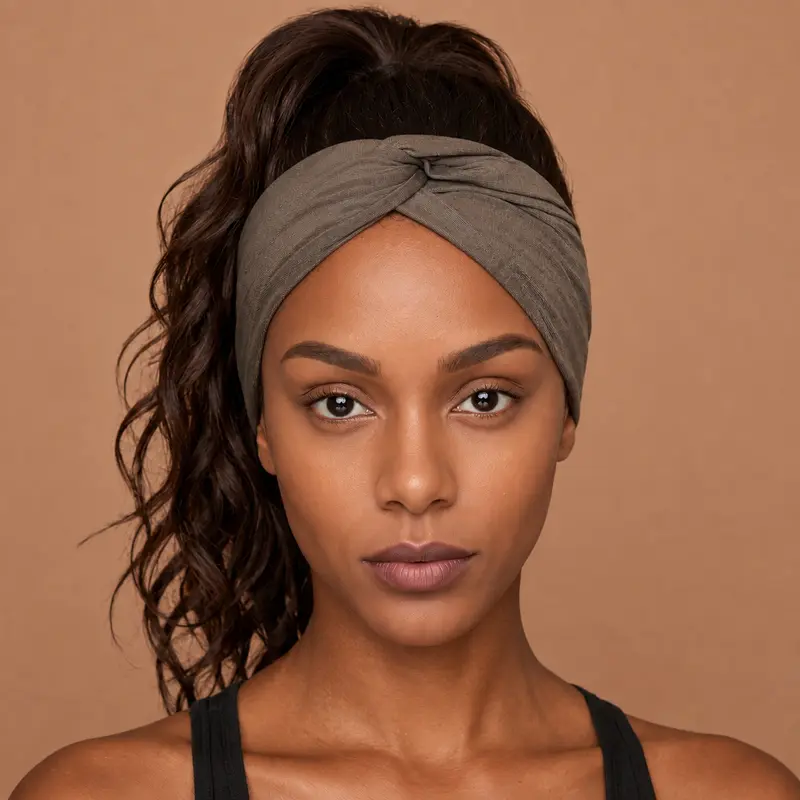 Flexible Metal Wire Headband - Brown Taupe Bamboo