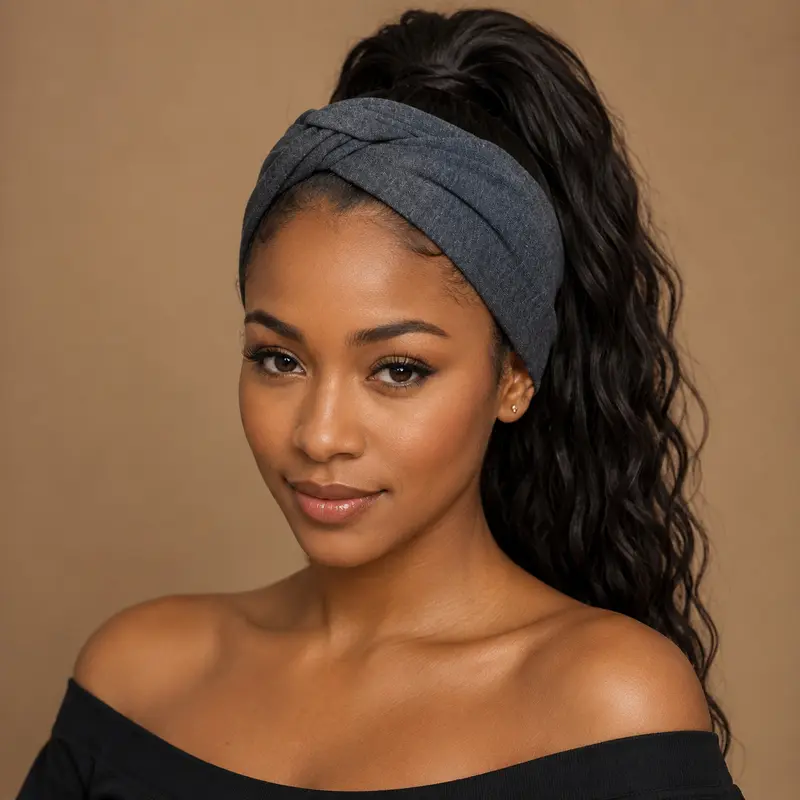 Flexible Metal Wire Headband - Grey Fabric