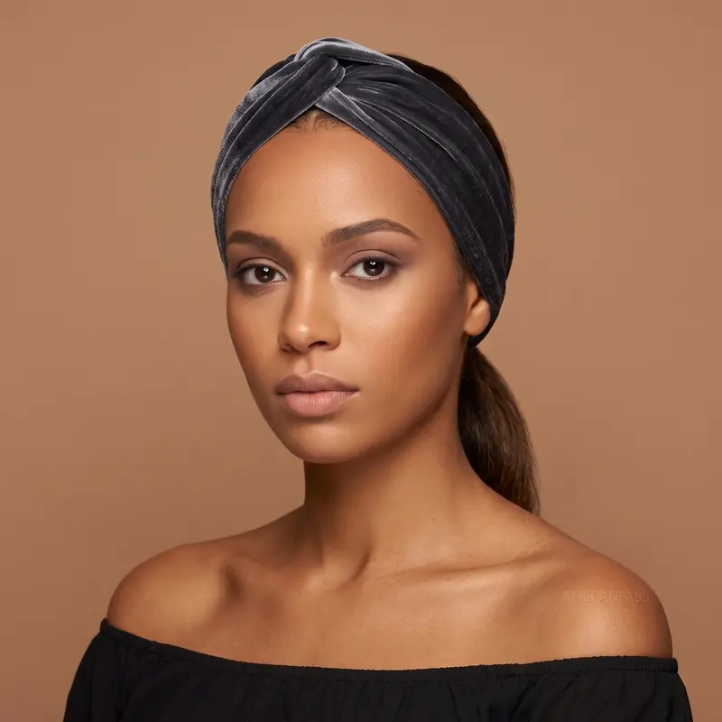 Flexible Metal Wire Headband - Grey Velvet