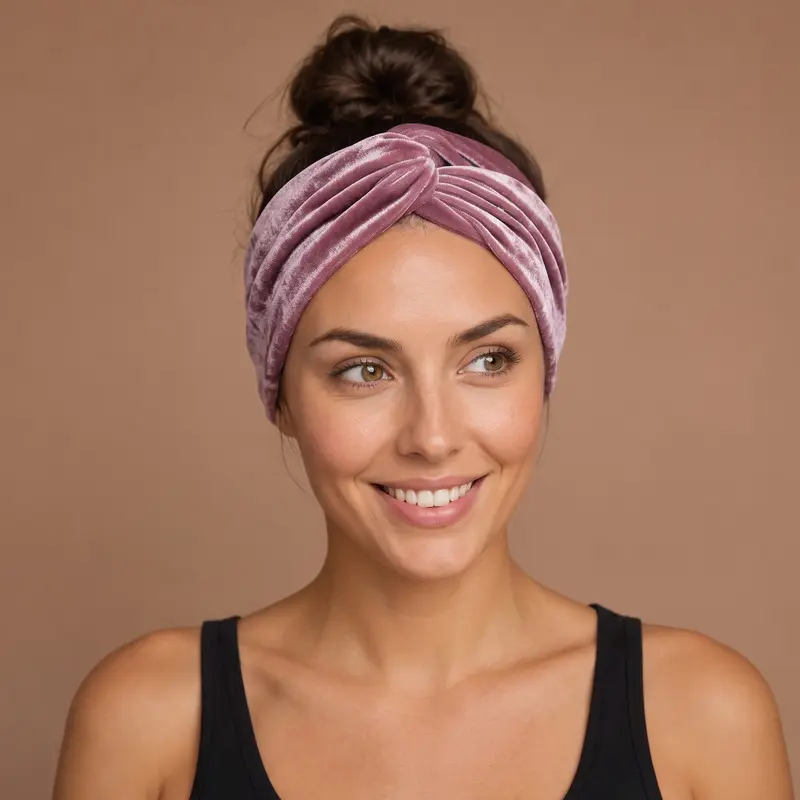 Flexible Metal Wire Headband - Pink Velvet