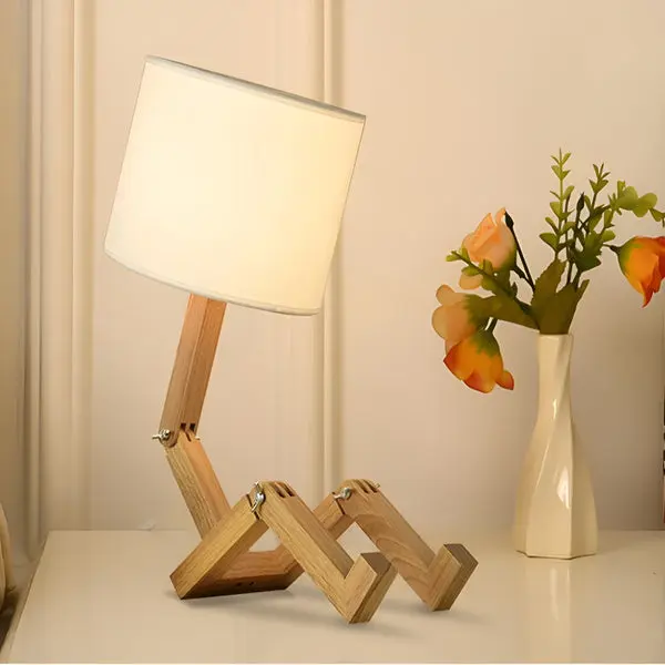 Flexibler Robot Schreibtischlampe aus Massivholz – LumoBot
