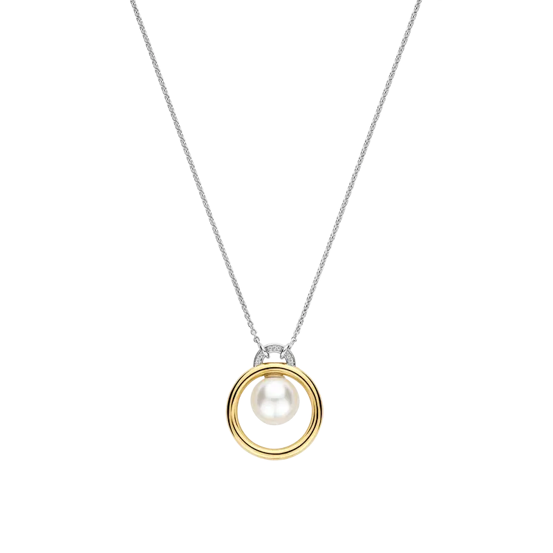 Floating Pearl Circle Necklace