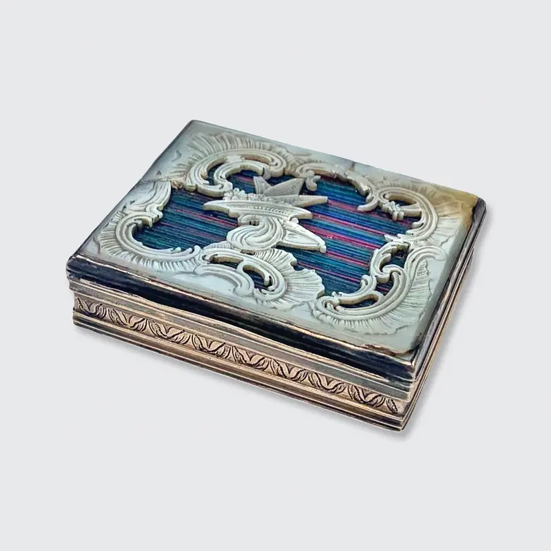 French Silver Gilved Beauty Mark 'Mouches' / Marque de beauty' Box