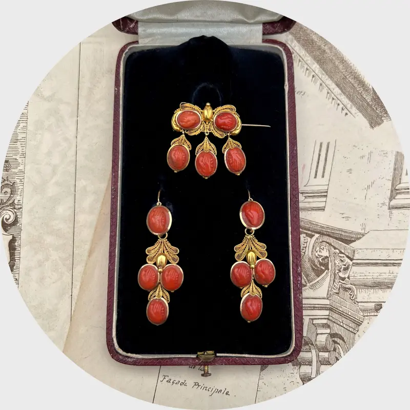 Georgian Coral Fede Demi Parure