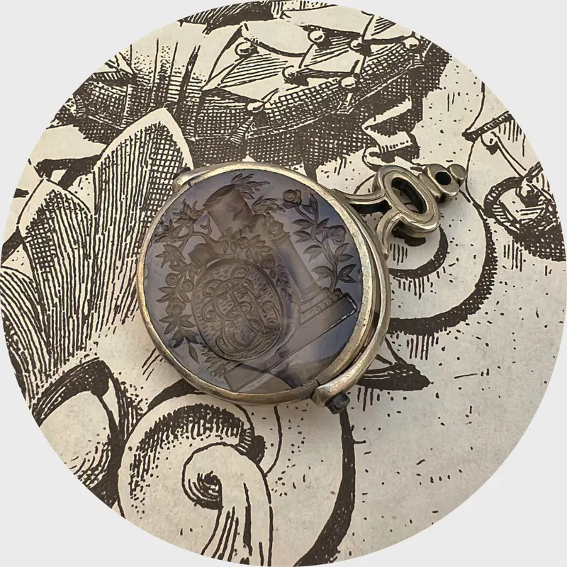 Georgian Moss Agate Intaglio Swivel Fob