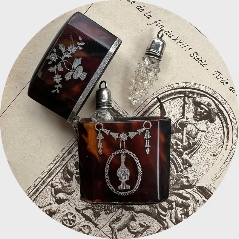 Georgian Travel Case with Miniature Perfume Flasks