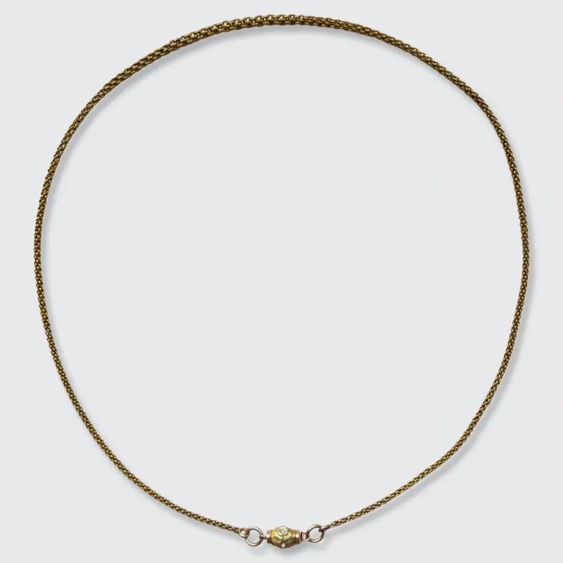 Georgian Wheat Link Chain Necklace with Barrel Clasp