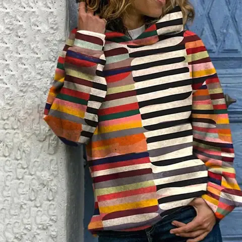 Gestreifter Herbstpullover mit Kapuze – Sophie