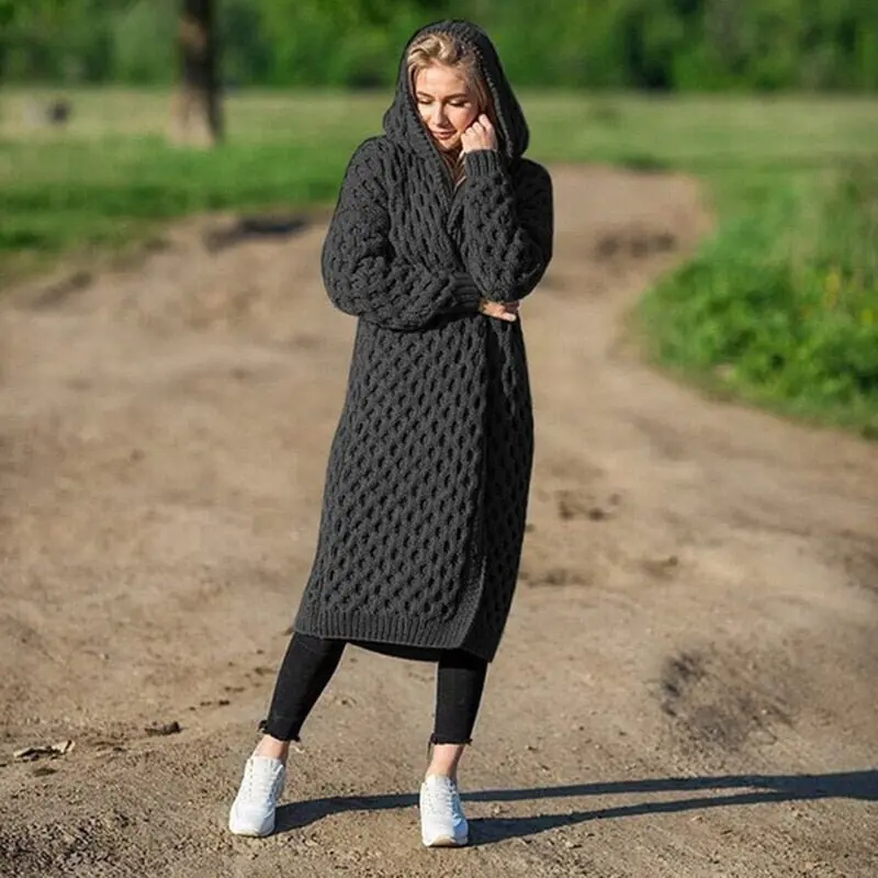 Gestrickte, warme und weiche Herbst-Strickjacke – Emma