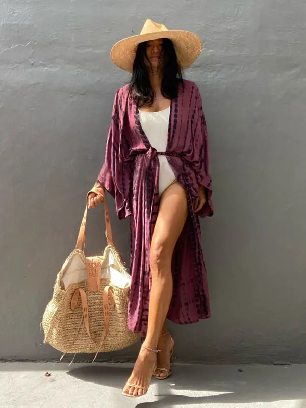 Gewebter Kimono mit Bindegürtel – Leona