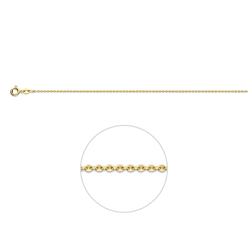 'Giana' 14 karaat geelgouden anker halsketting gediamanteerd 1,1 mm