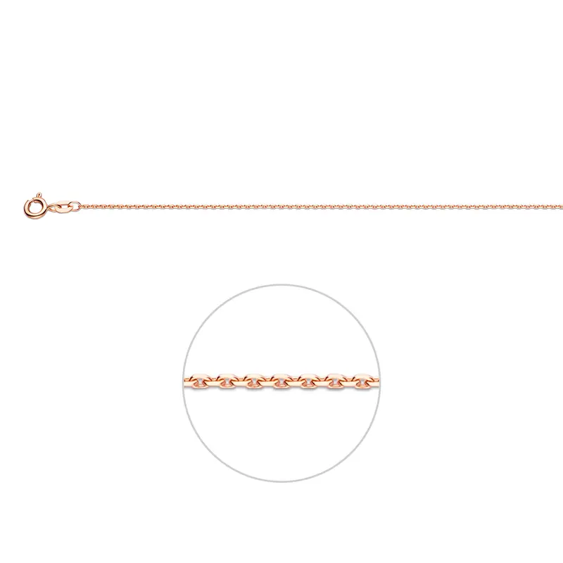 'Giana' 14 karaat roségouden anker halsketting gediamanteerd 1,1 mm