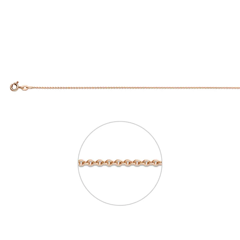 'Giana' 14 karaat roségouden anker halsketting rond 1,1 mm