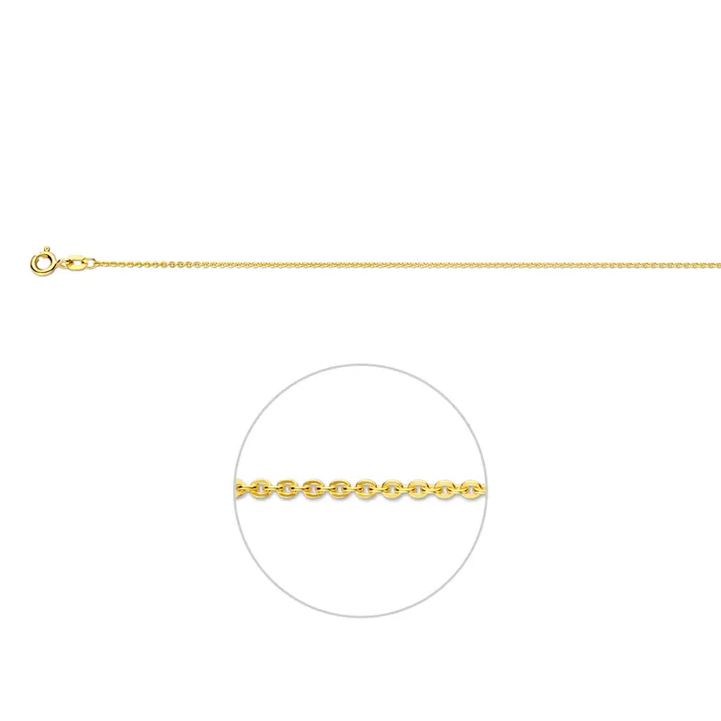 'Giana' 18 karaat geelgouden anker halsketting plat 1,2 mm