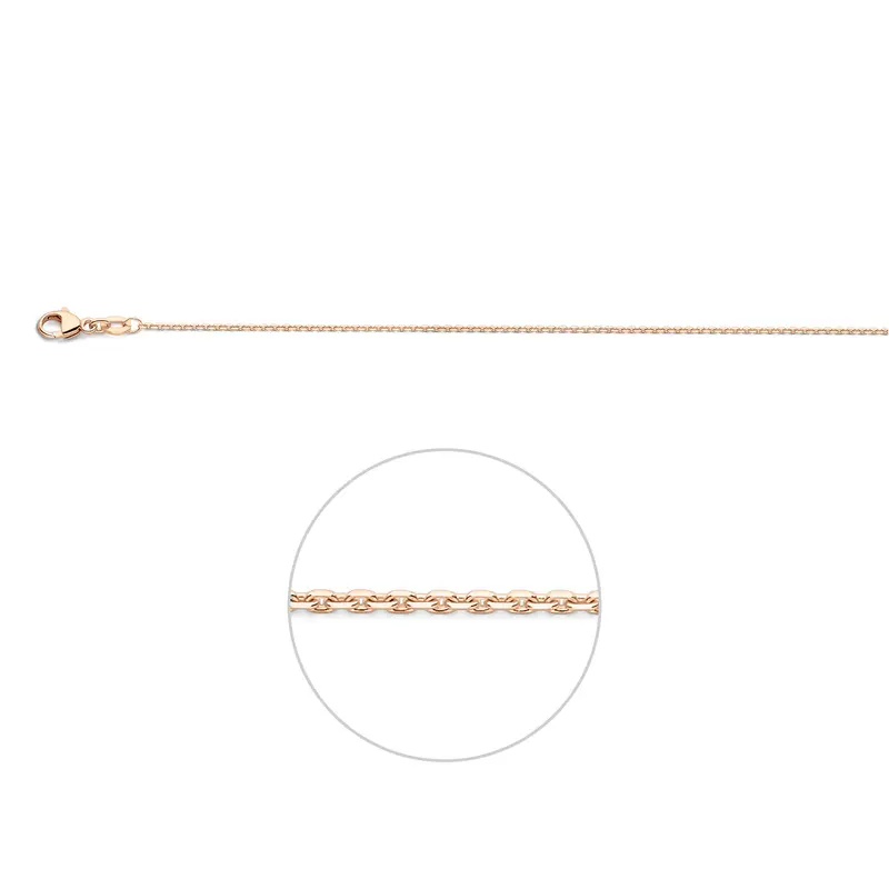 'Giana' 18 karaat roségouden anker halsketting gediamanteerd 1,1 mm