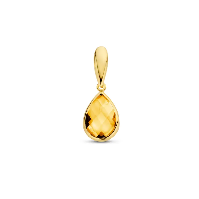 'Gioia' 14 karaat geelgouden hanger citrien druppel