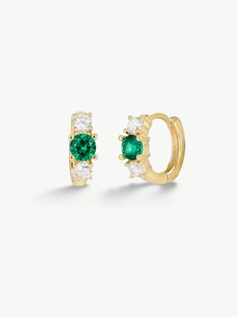 Glitzy Green Hoop Earrings