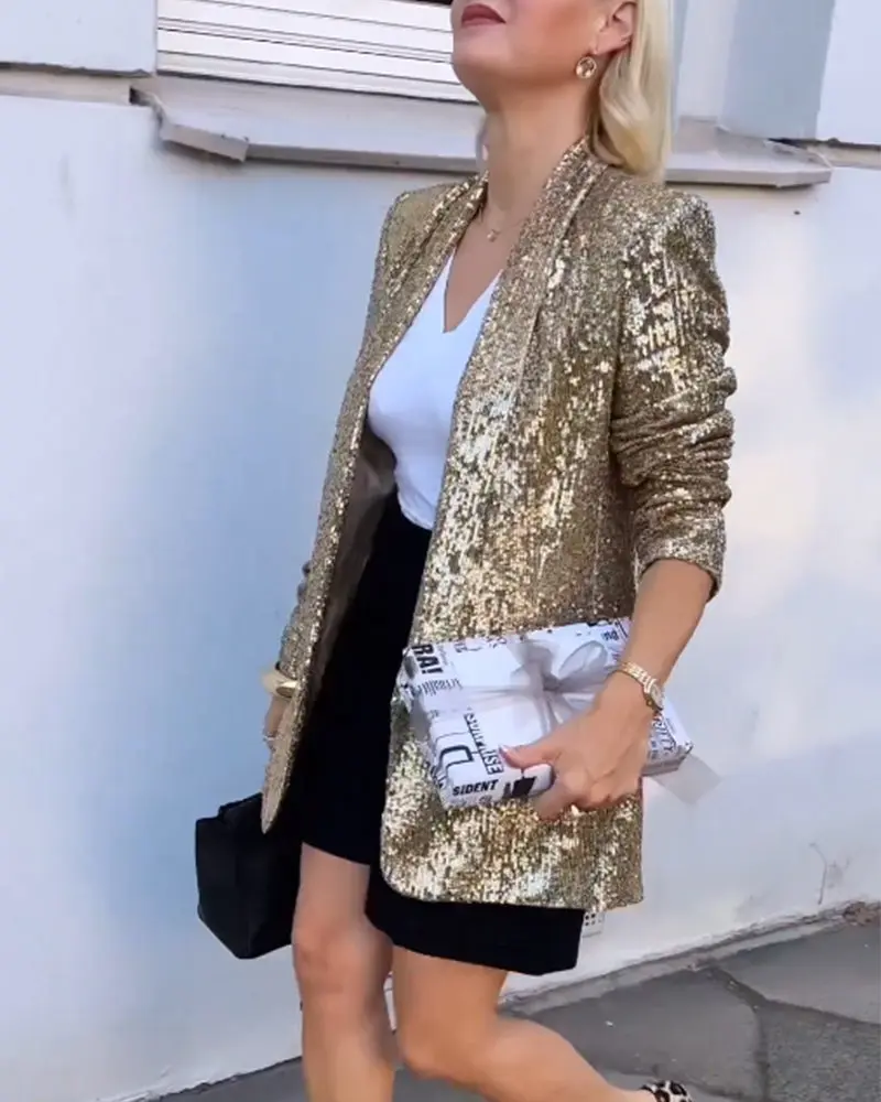 Goldene Herbstglitzerjacke mit Pailletten - Rosamund