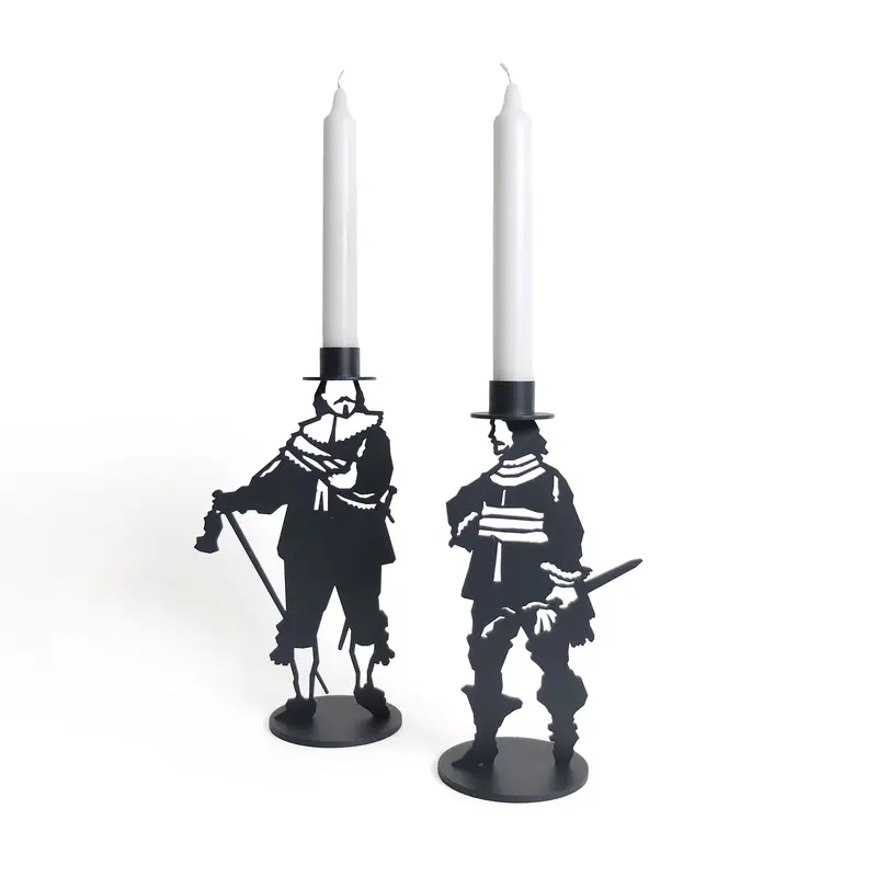 Goods Nachtwacht Kandelaars | Zwart Gecoat Metaal | Set van 2