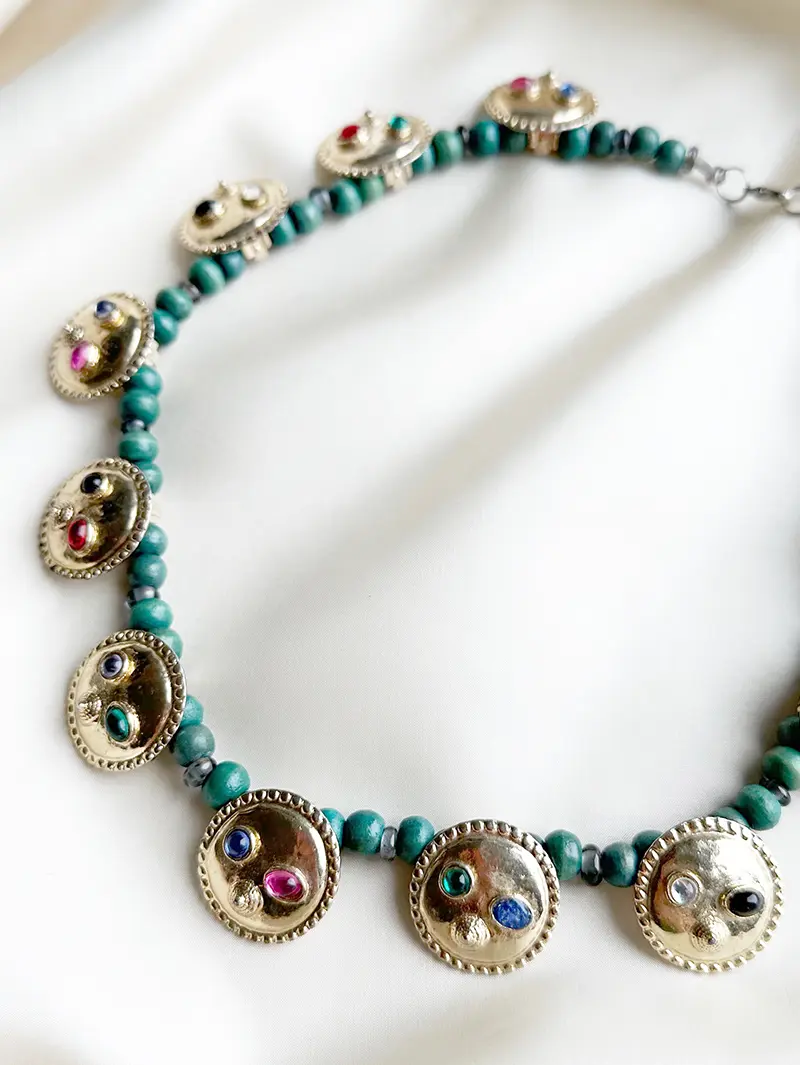 Goud/groene fantasie ketting