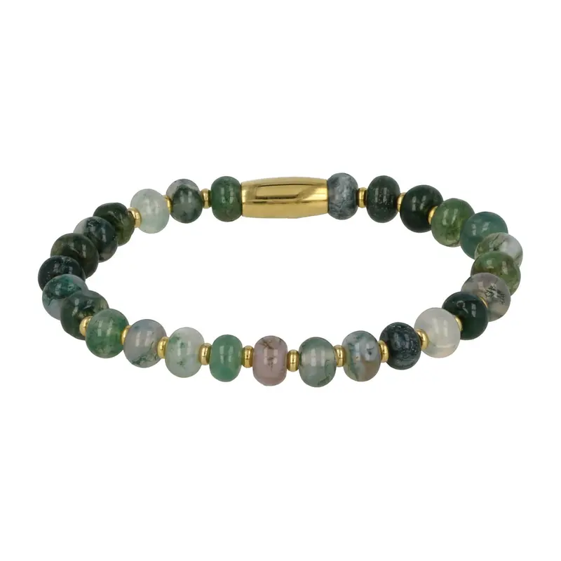 Gouden armband met Moss Agate edelstenen