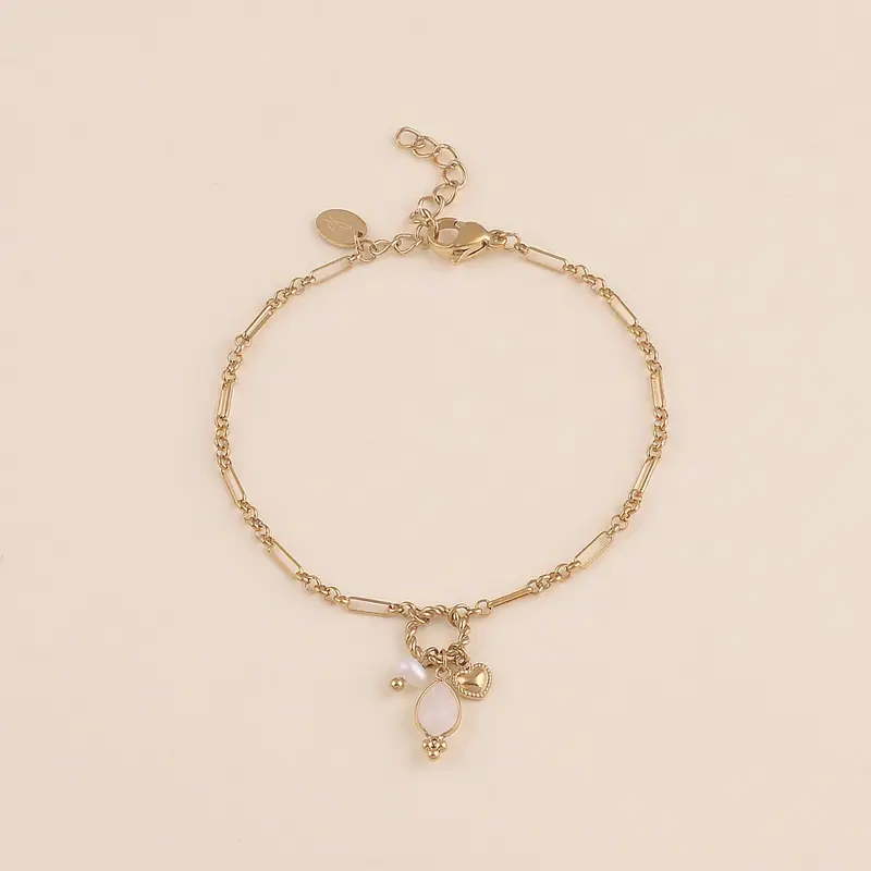 goudkleurig schakelarmbandje met bedeltjes | stainless steel