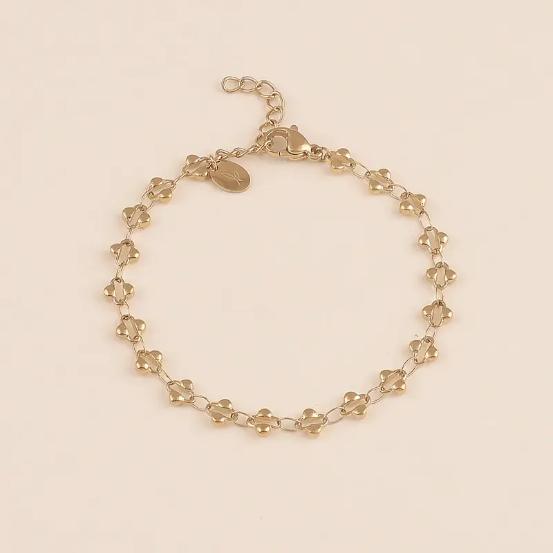 goudkleurige armband van klavertjes vier | stainless steel
