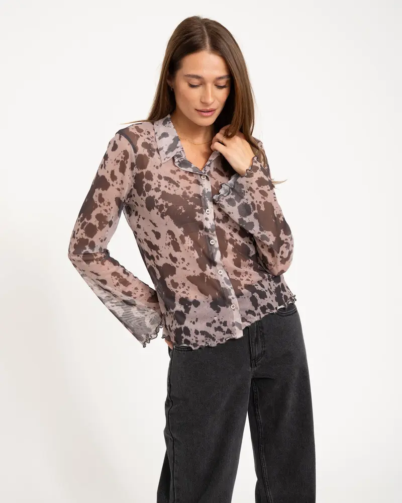 Gracie Mesh Shirt Birch Cow