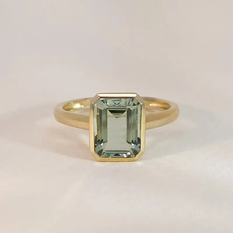 Green Amethyst Bezel Ring
