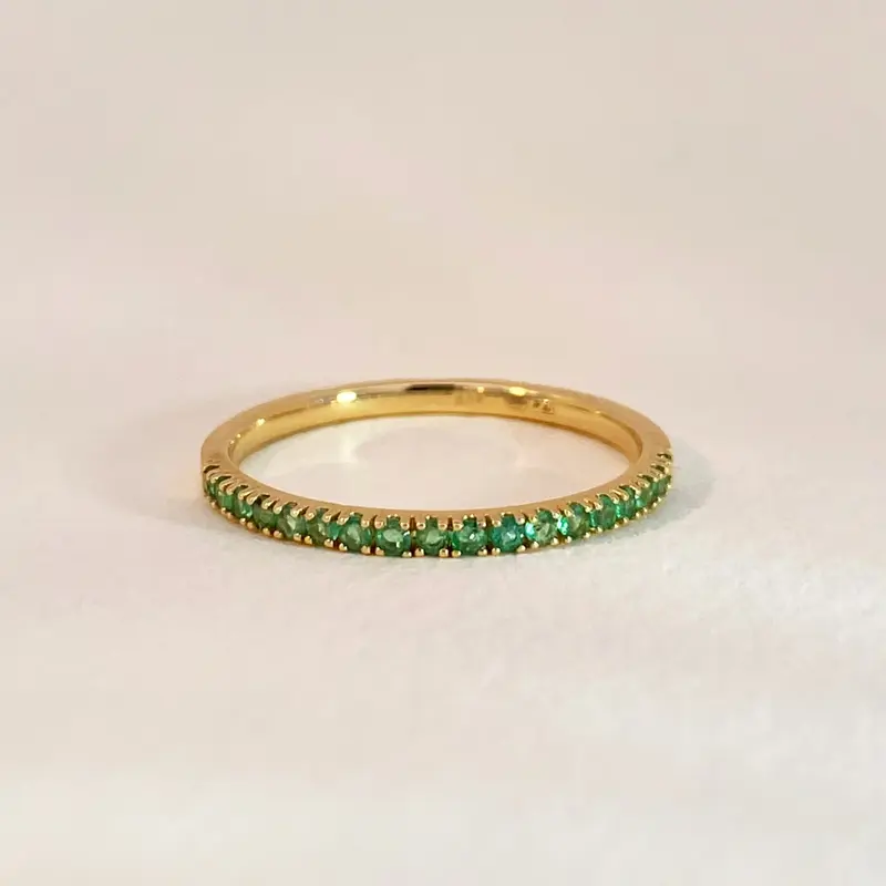 Green Emerald Row Ring
