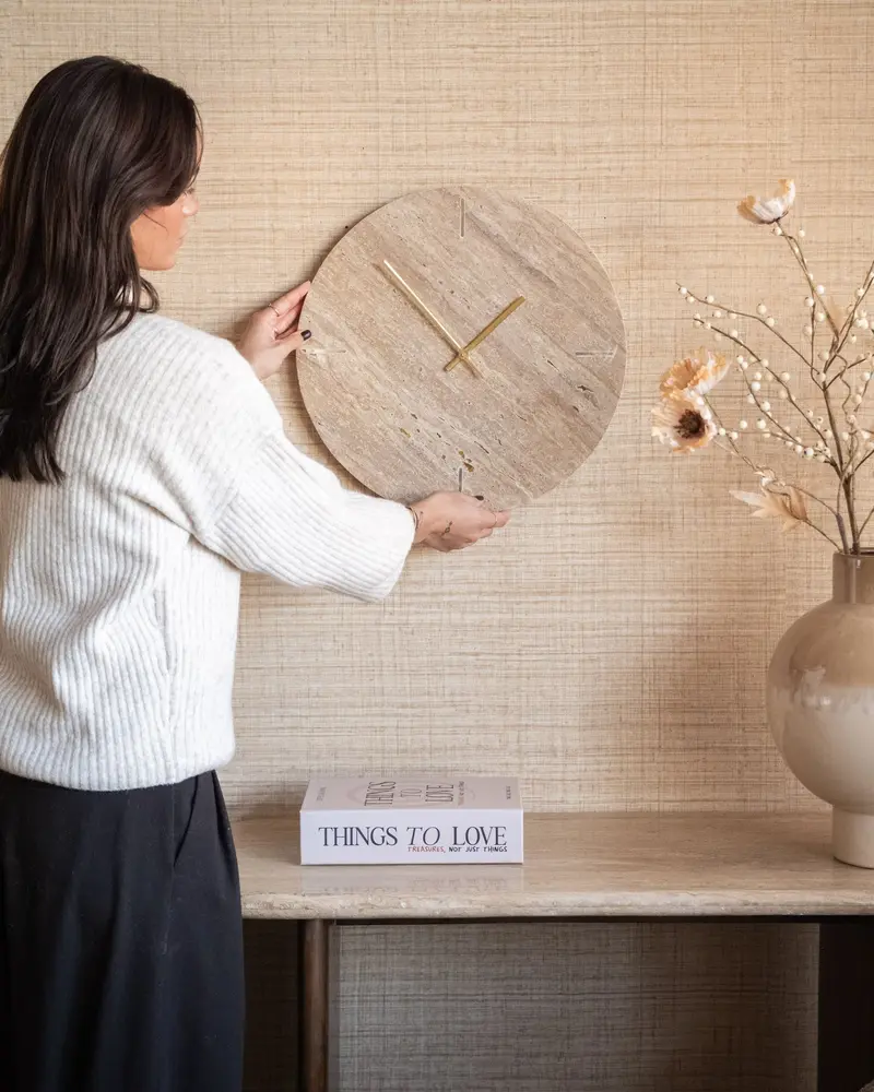 Grote Wandklok Travertine