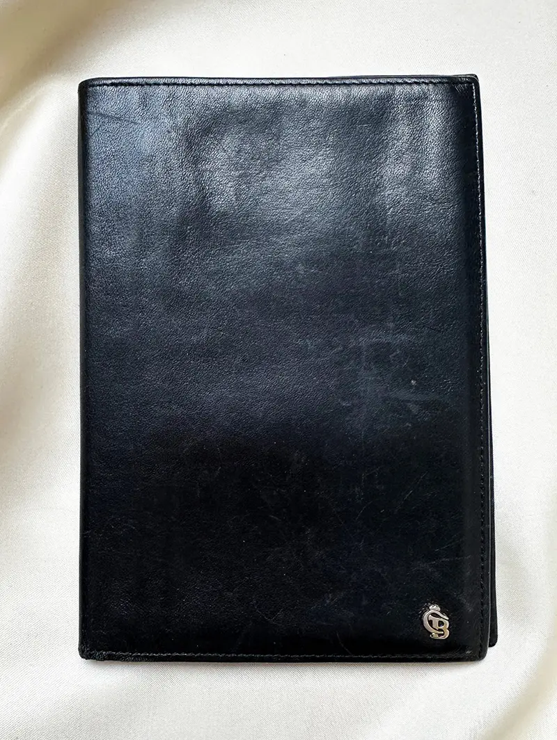Grote zwarte leren portefeuille