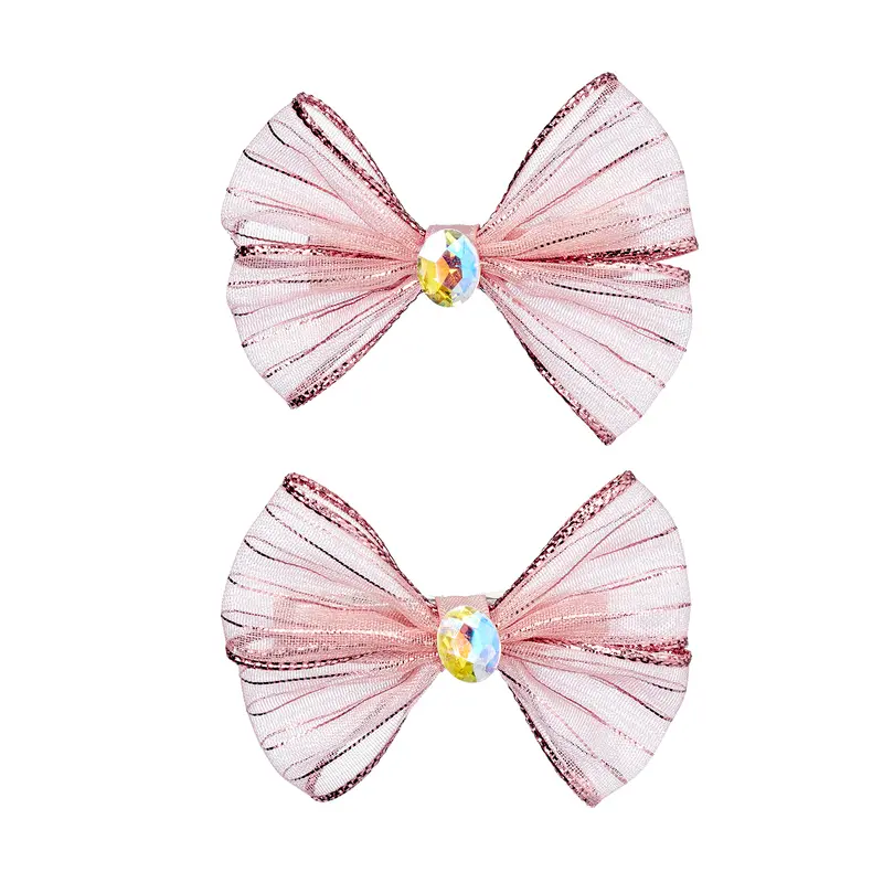 Hair claw Cecile bow pink (2 pcs/card, 1 card)