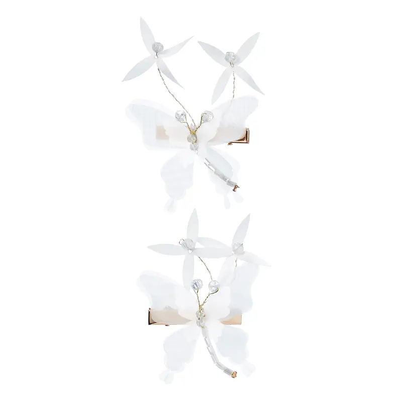 Hair claw Keja butterfly white (2 pcs/card, 1 card)