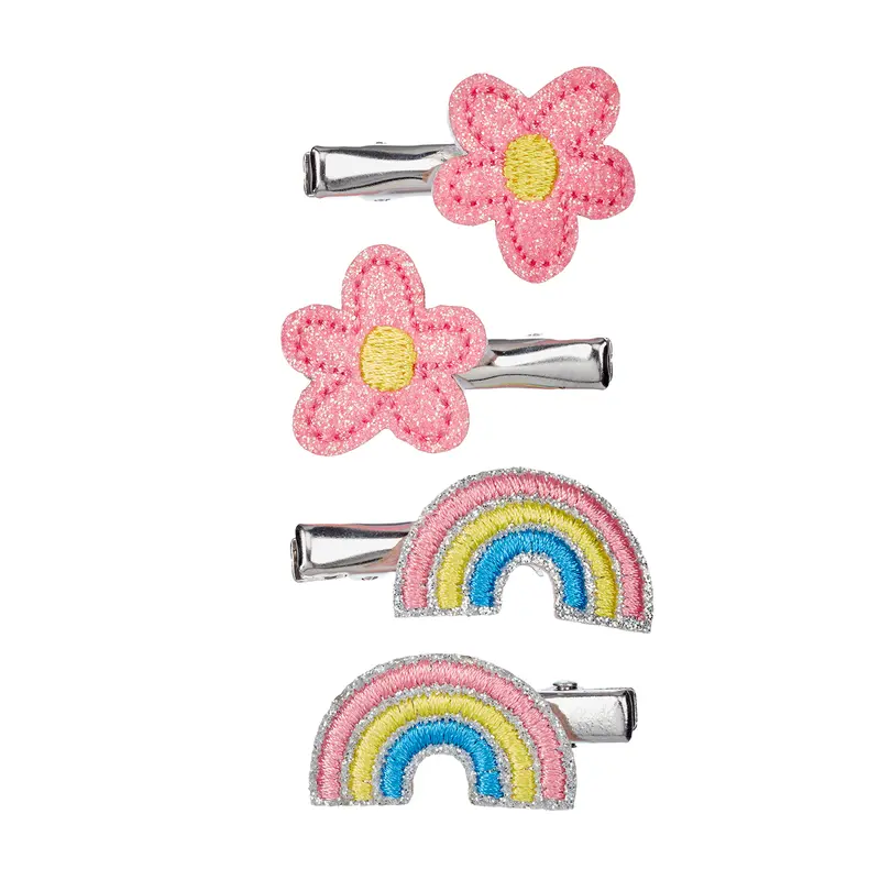 Hair claw Mayra flower rainbow  (4 pcs/card, 1 card)