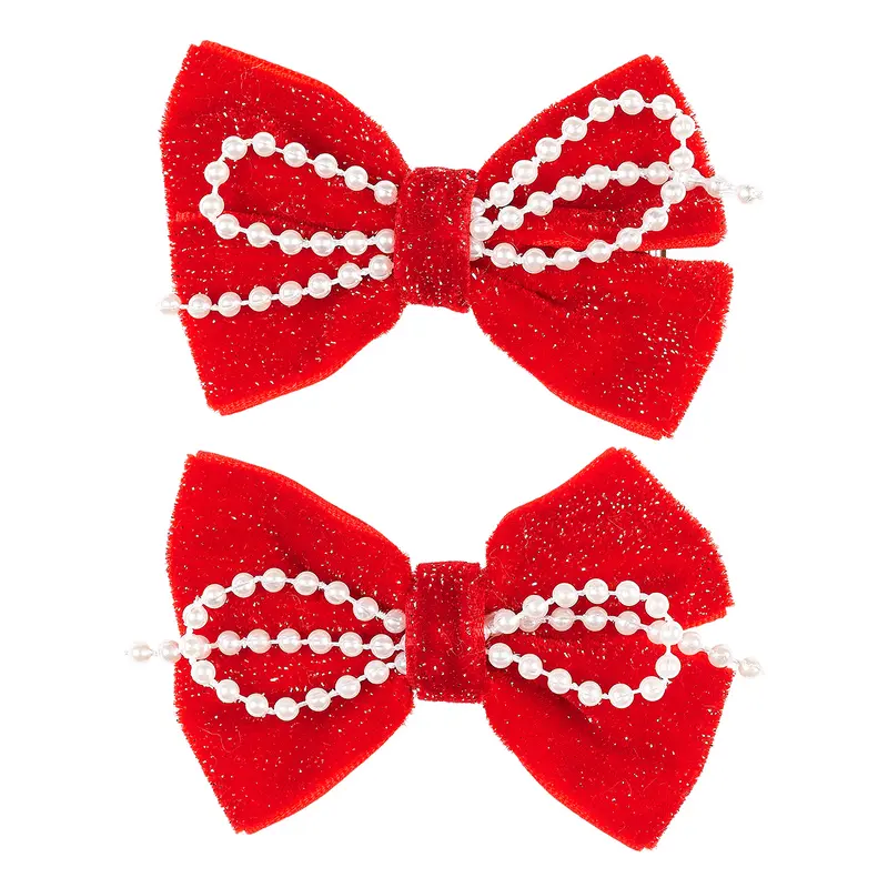 Hair claw Noel bow red (2 pcs/card, 1 card)