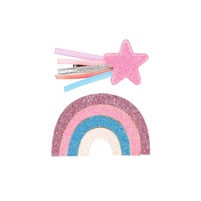 Hair claws Sienna star rainbow (2 pcs/card, 1 card)
