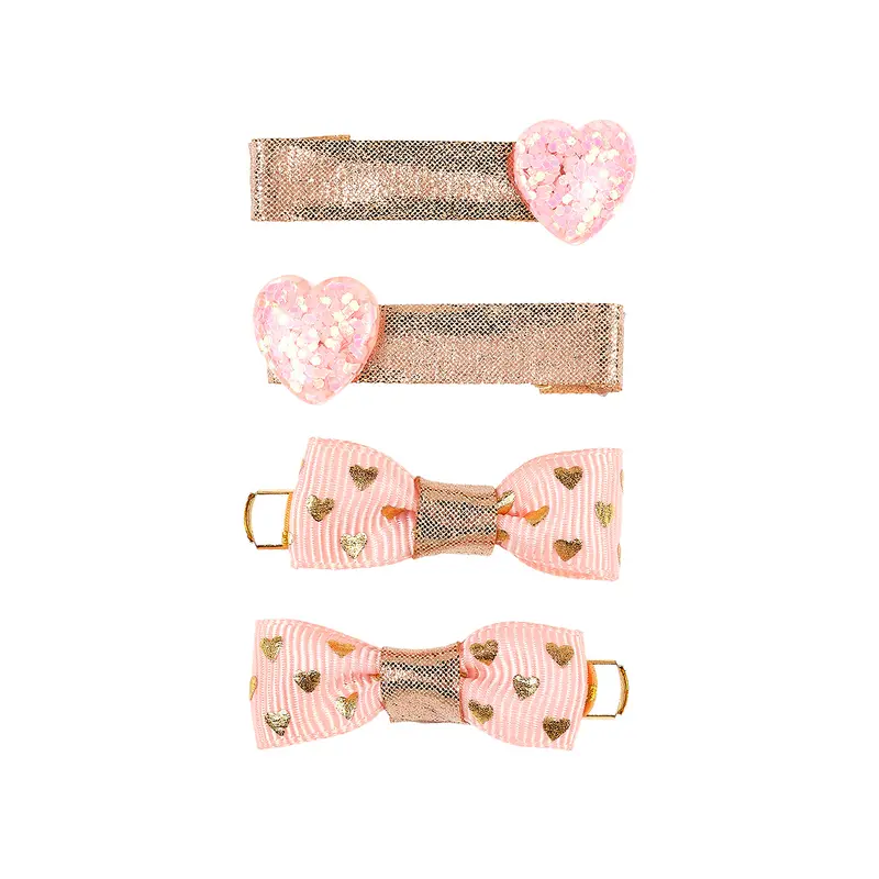 Hair claws Zora bow/heart (4 pcs/card, 1 card)