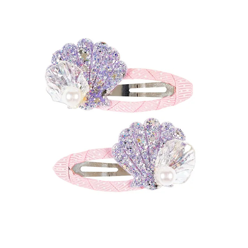 Hair clips Rhode shell purple (2 pcs, card, 1 card)
